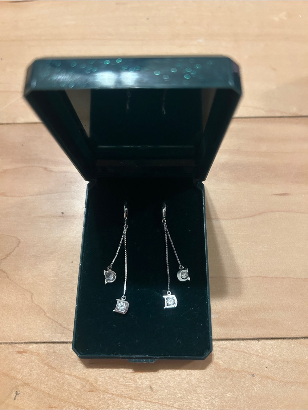 18K white Gold Dangle earrings/ Elegant Statement Design-CD Inspired Design